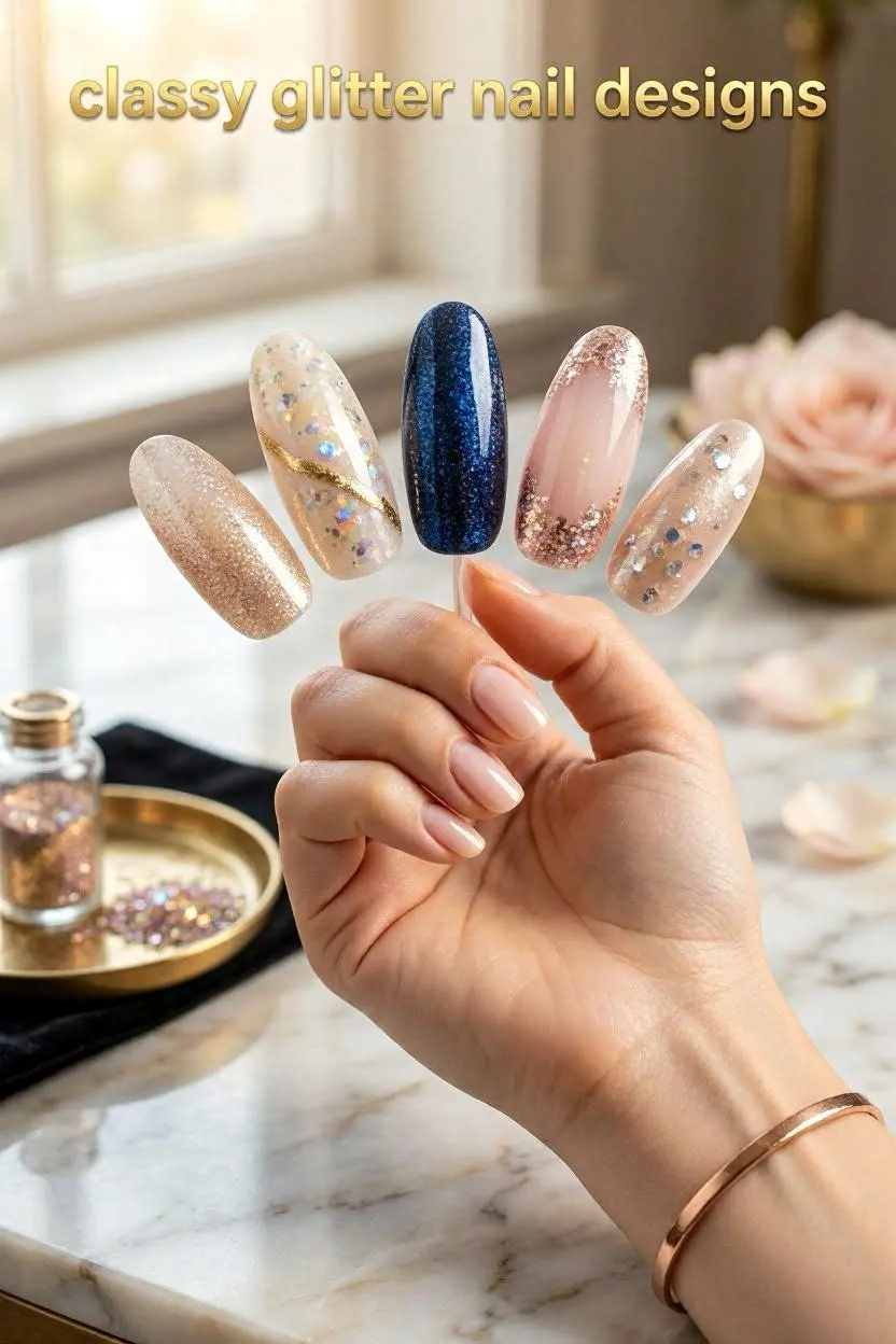 Classy Nail Designs: 75+ Elegant Ideas for Every Shape, Season & Style in 2026 14 Classy Glitter Nail Designs