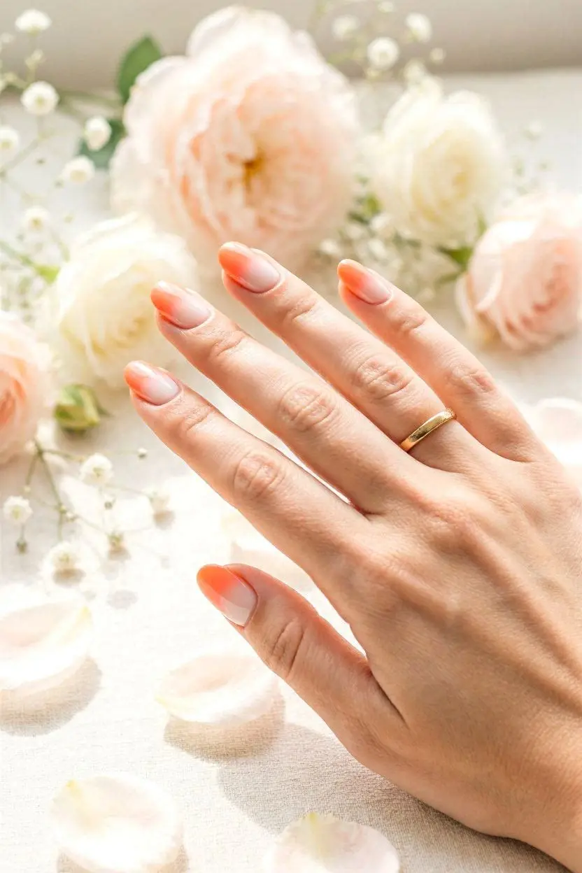 Coral Ombré Gradient Nail Ideas