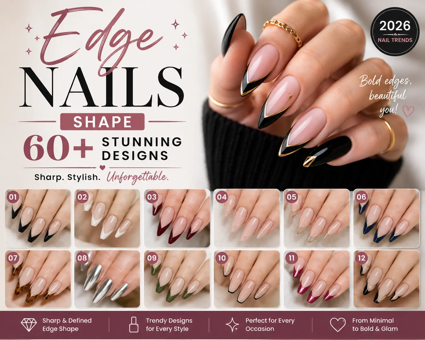 Edge Nails Shape: 60+ Stunning Designs