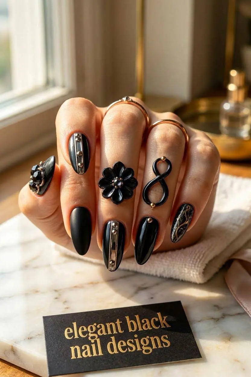 Elegant Black Nail Designs