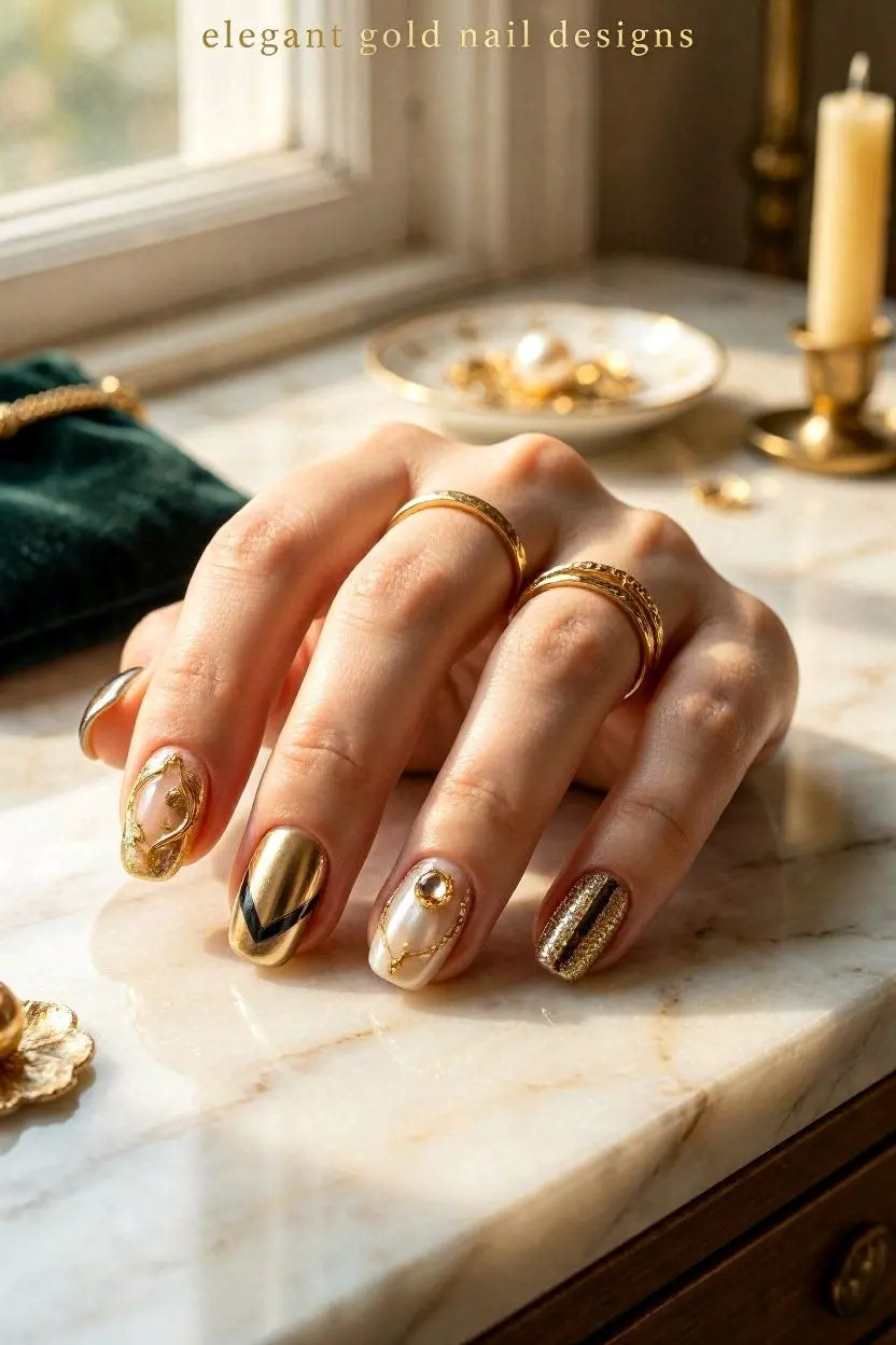 Elegant Gold Nail Designs