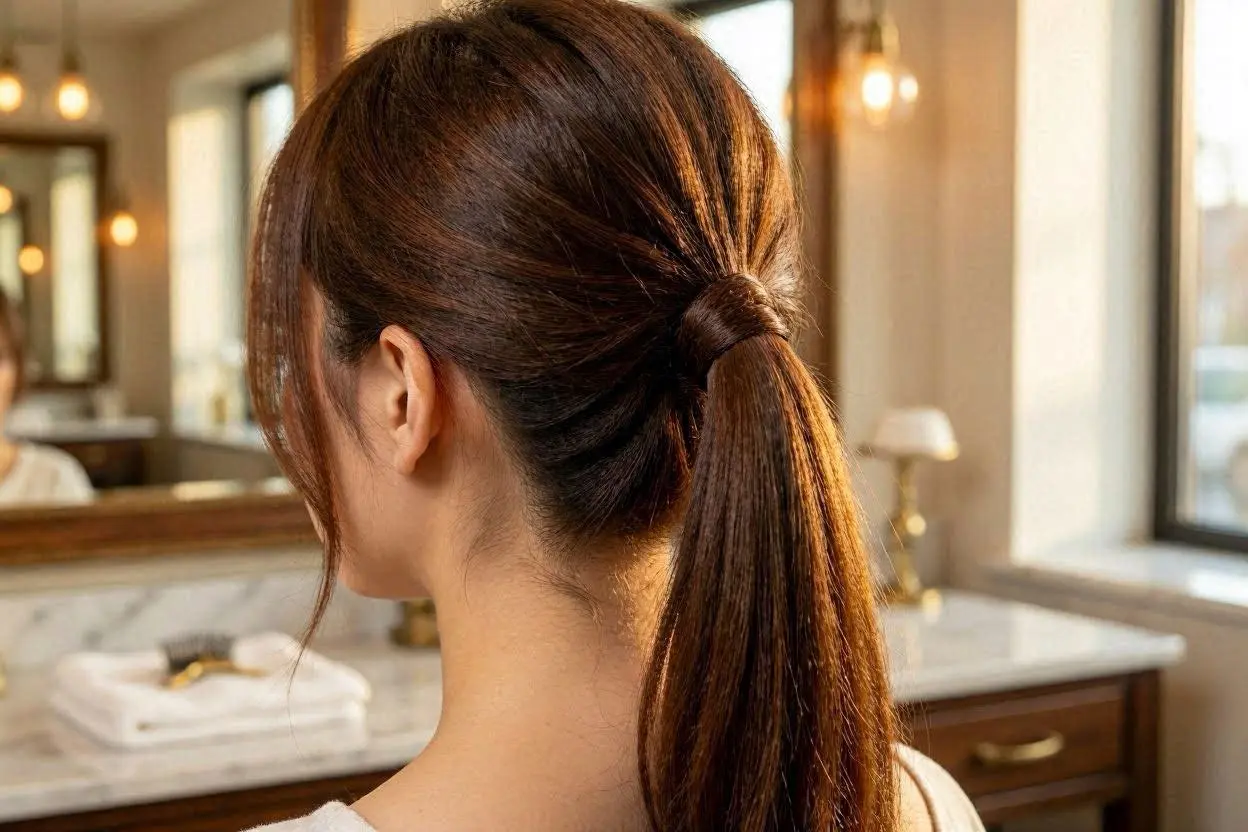 Elegant Pony for Straight Chestnut Hair