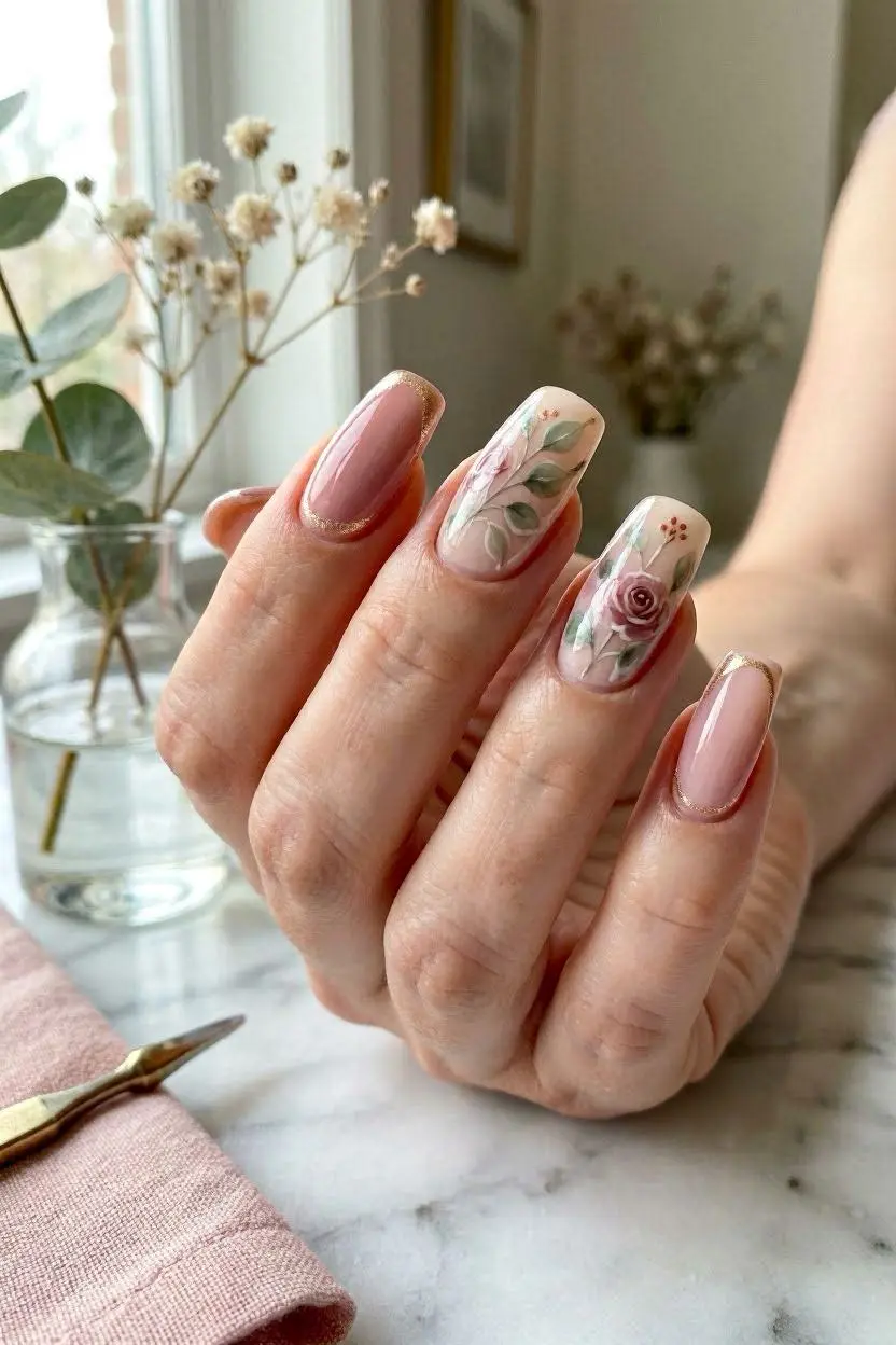 Floral & Botanical Ballerina Nail Art