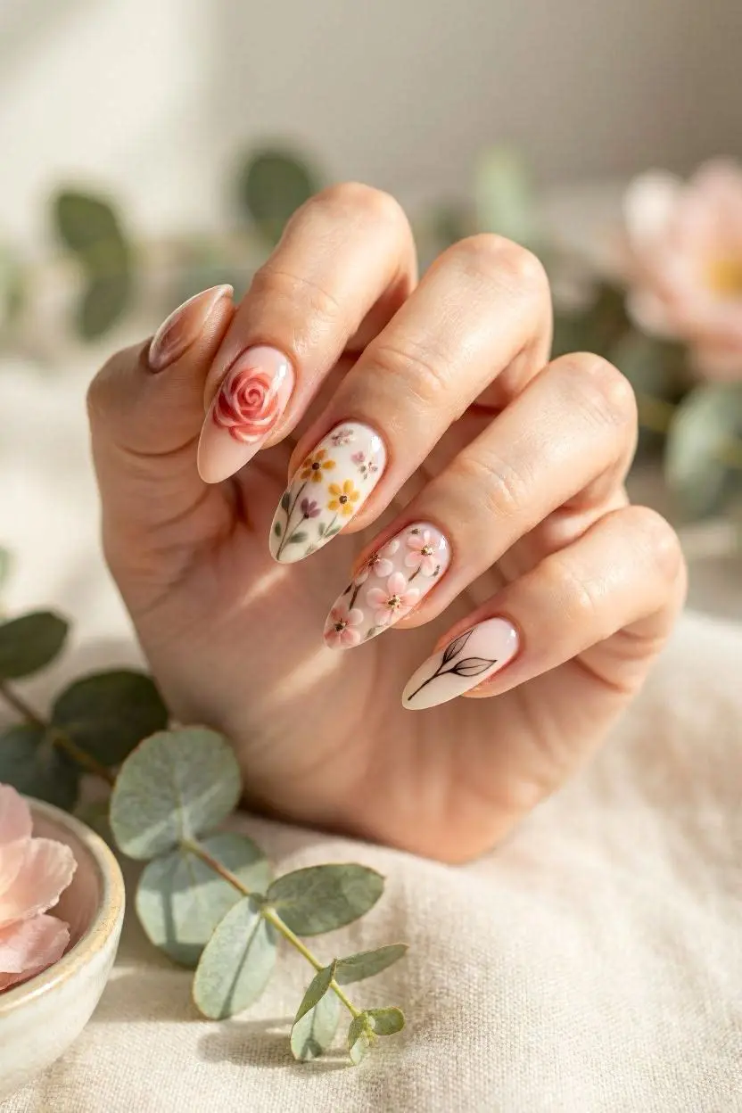 Floral Stiletto Nail Designs
