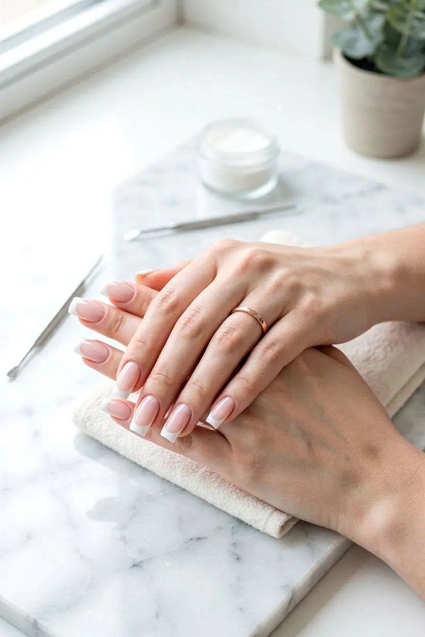 French Tip Tapered Square Nails