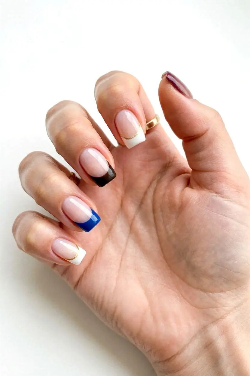 French Tip Variations Short Square Nails