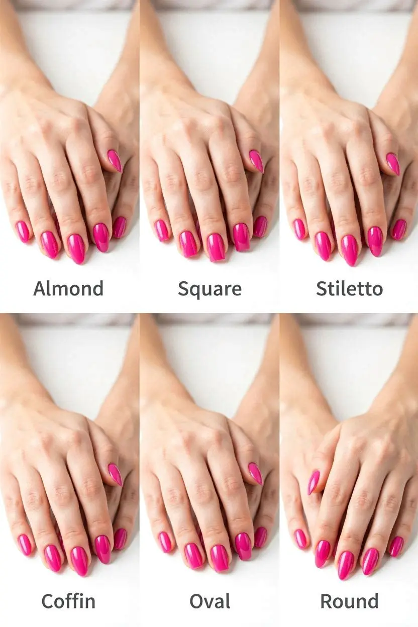 Fuchsia Nails by Shape