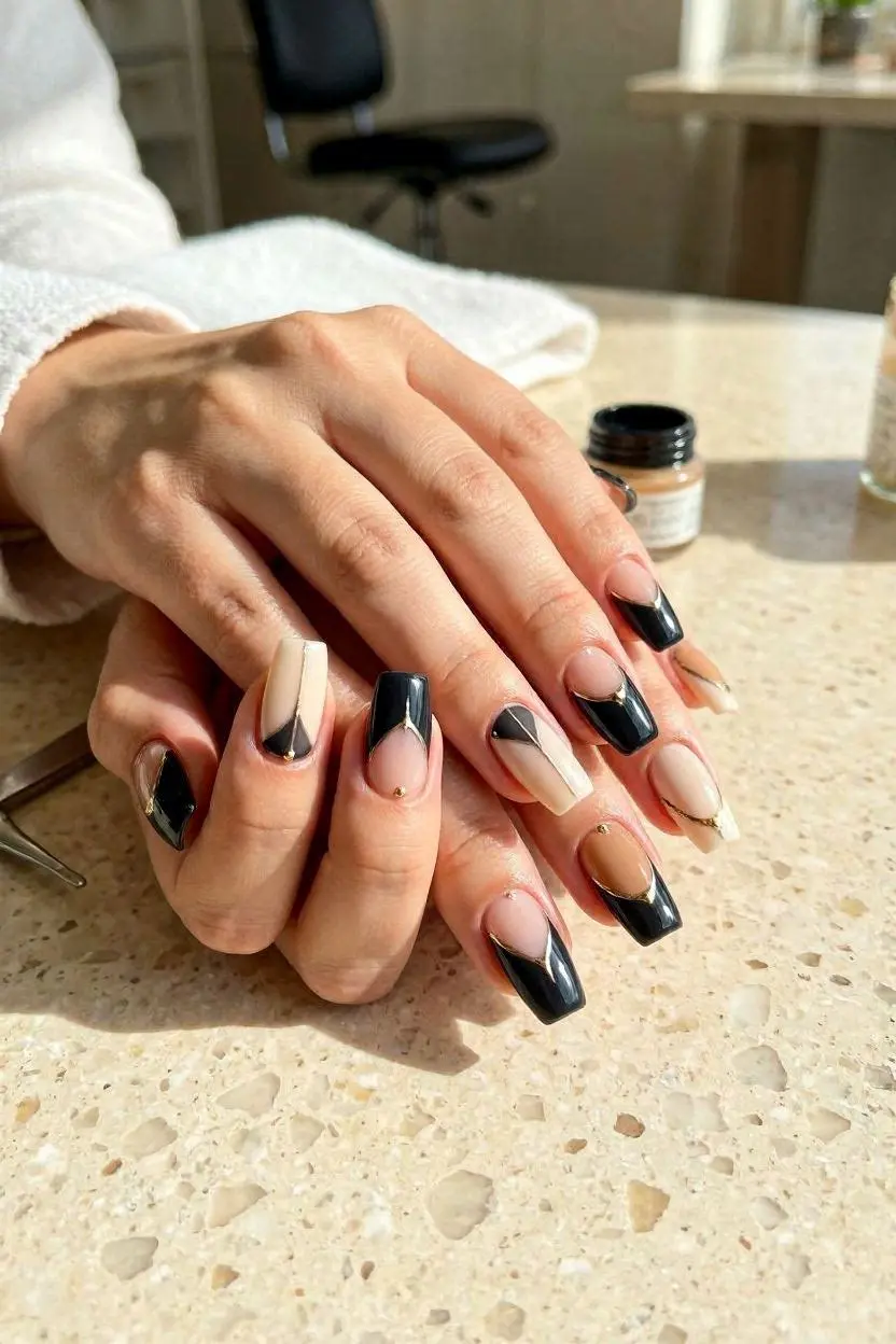 GEOMETRIC & NEGATIVE SPACE EDGE NAILS