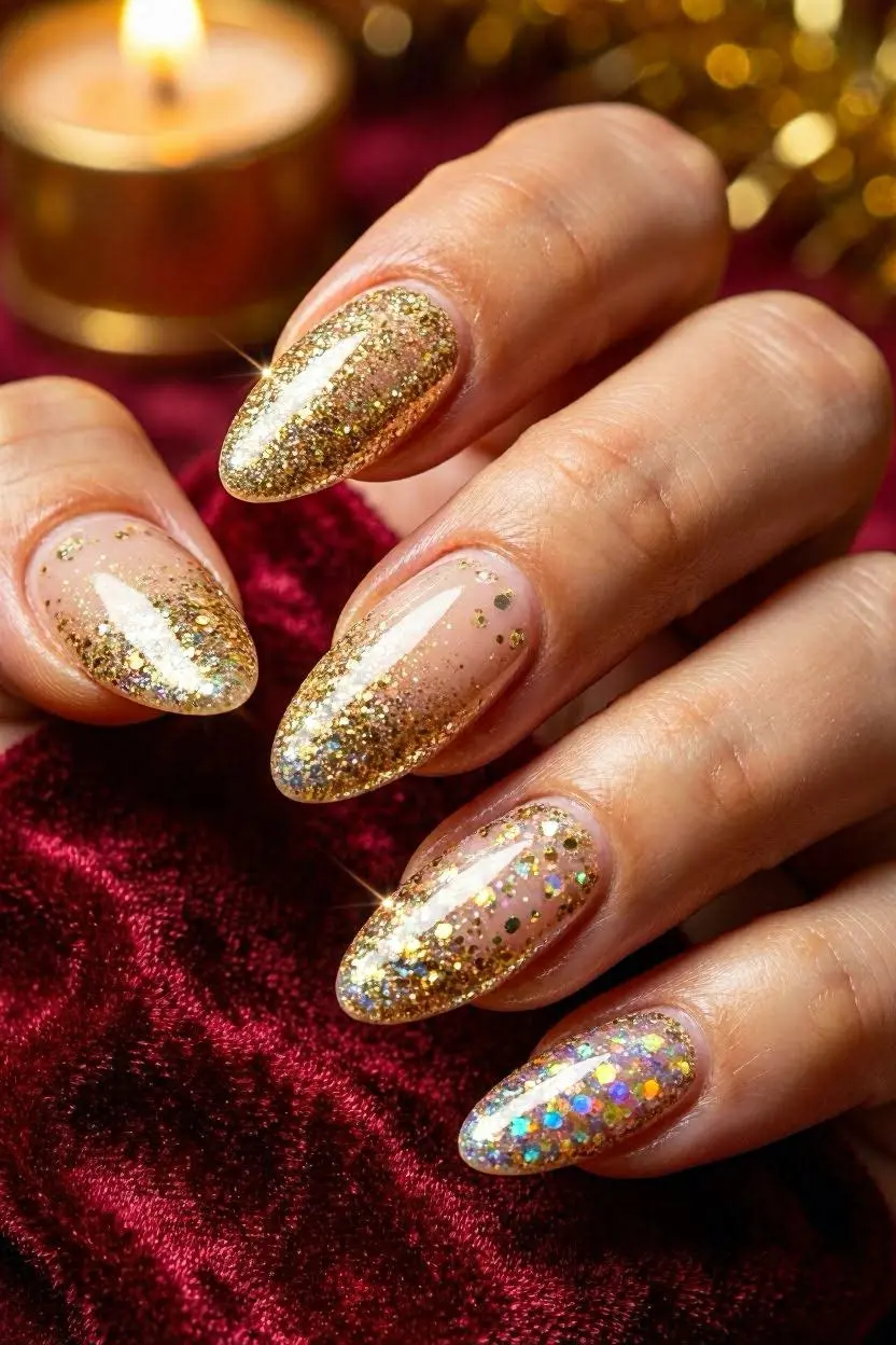 Glitter Stiletto Nails Designs
