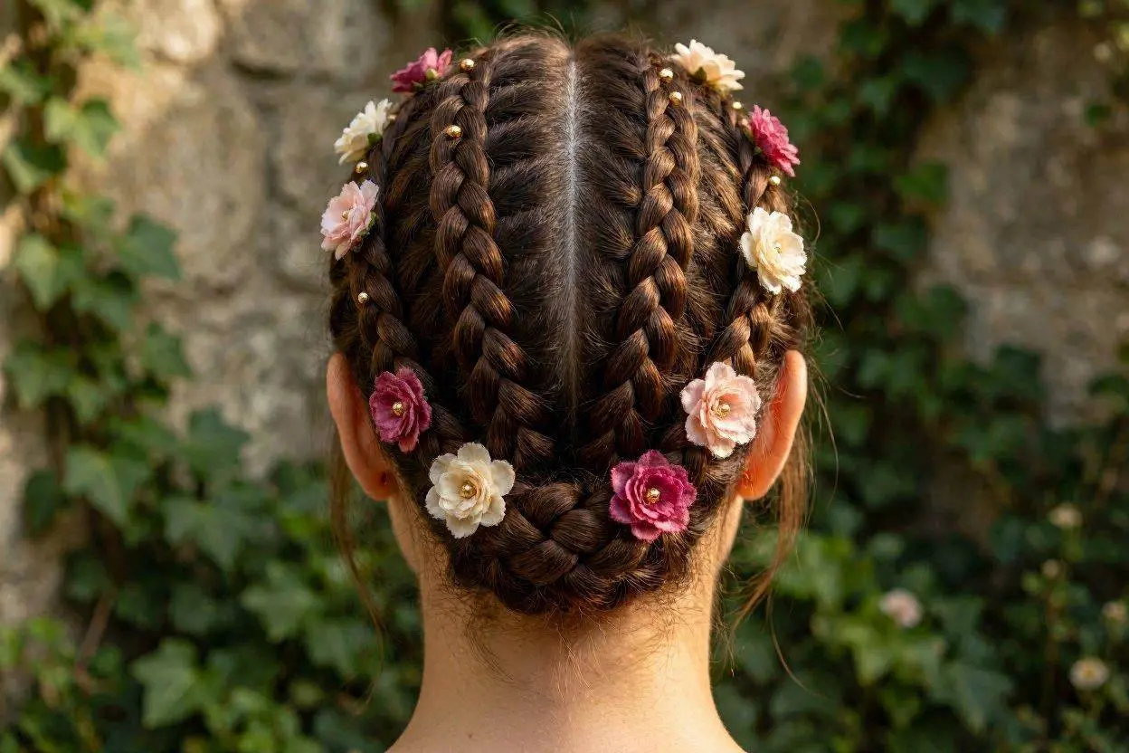 Hairstyle Cornrows and Flowers