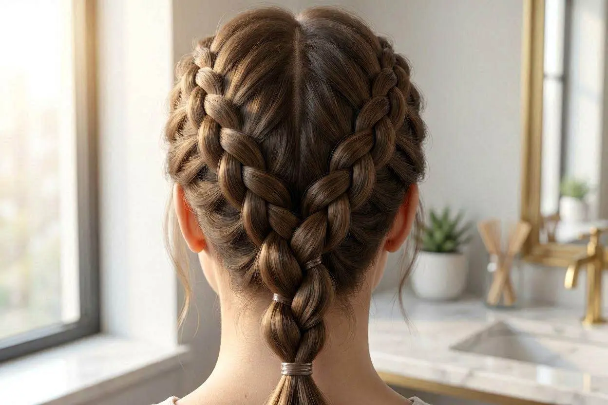 Hairstyle French Braids and Bubble Braid Half Up Style