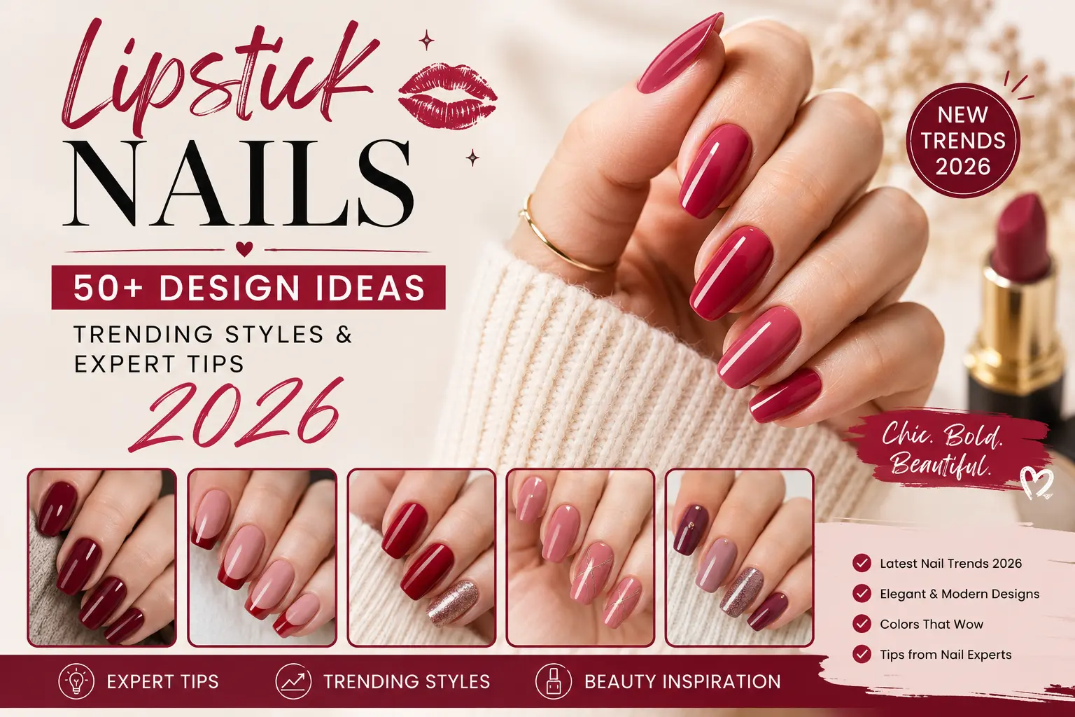 Lipstick Nails: 50+ Design Ideas, Trending Styles & Expert Tips 2026