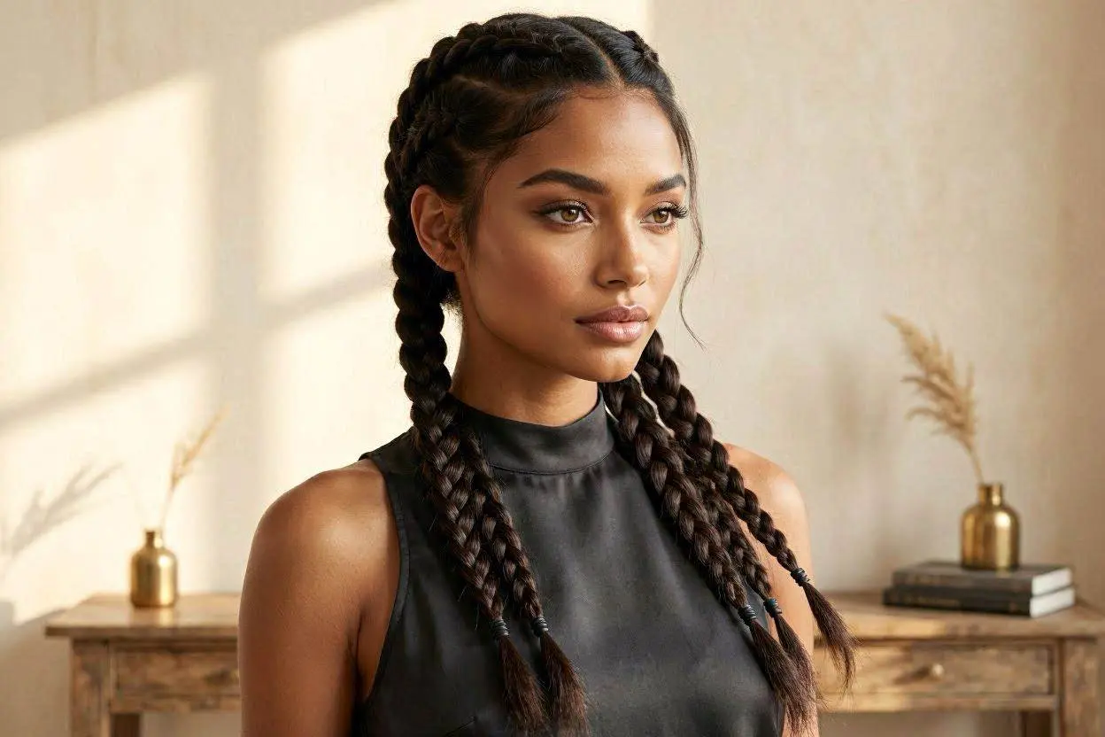 Long Functional Side Braids hairstyle