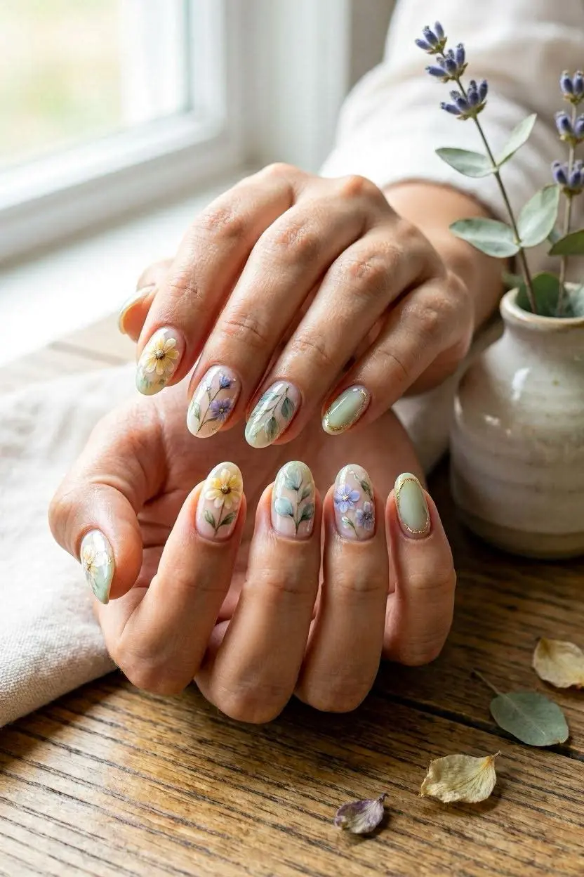 MEDIUM FLORAL BOTANICAL NAILS