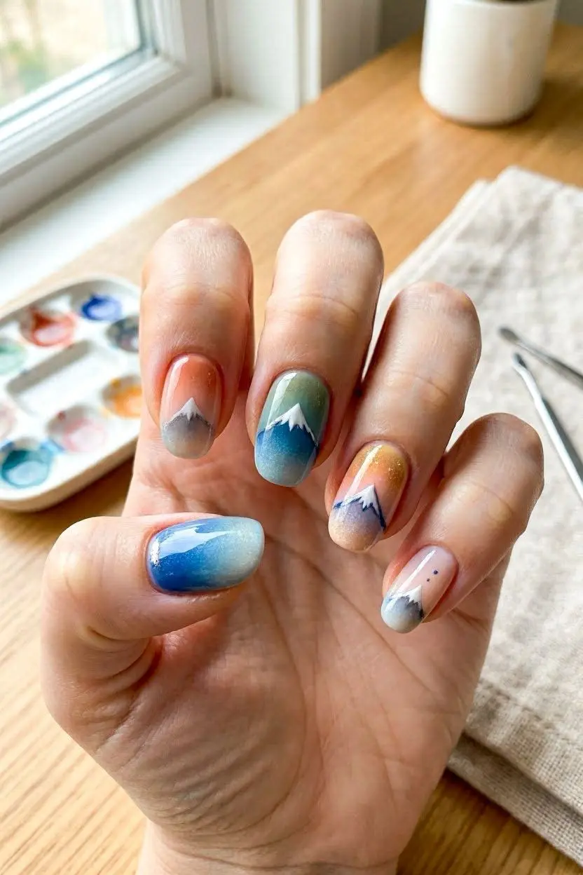 OMBRE & GRADIENT DESIGNS Mountain Peak Nail 