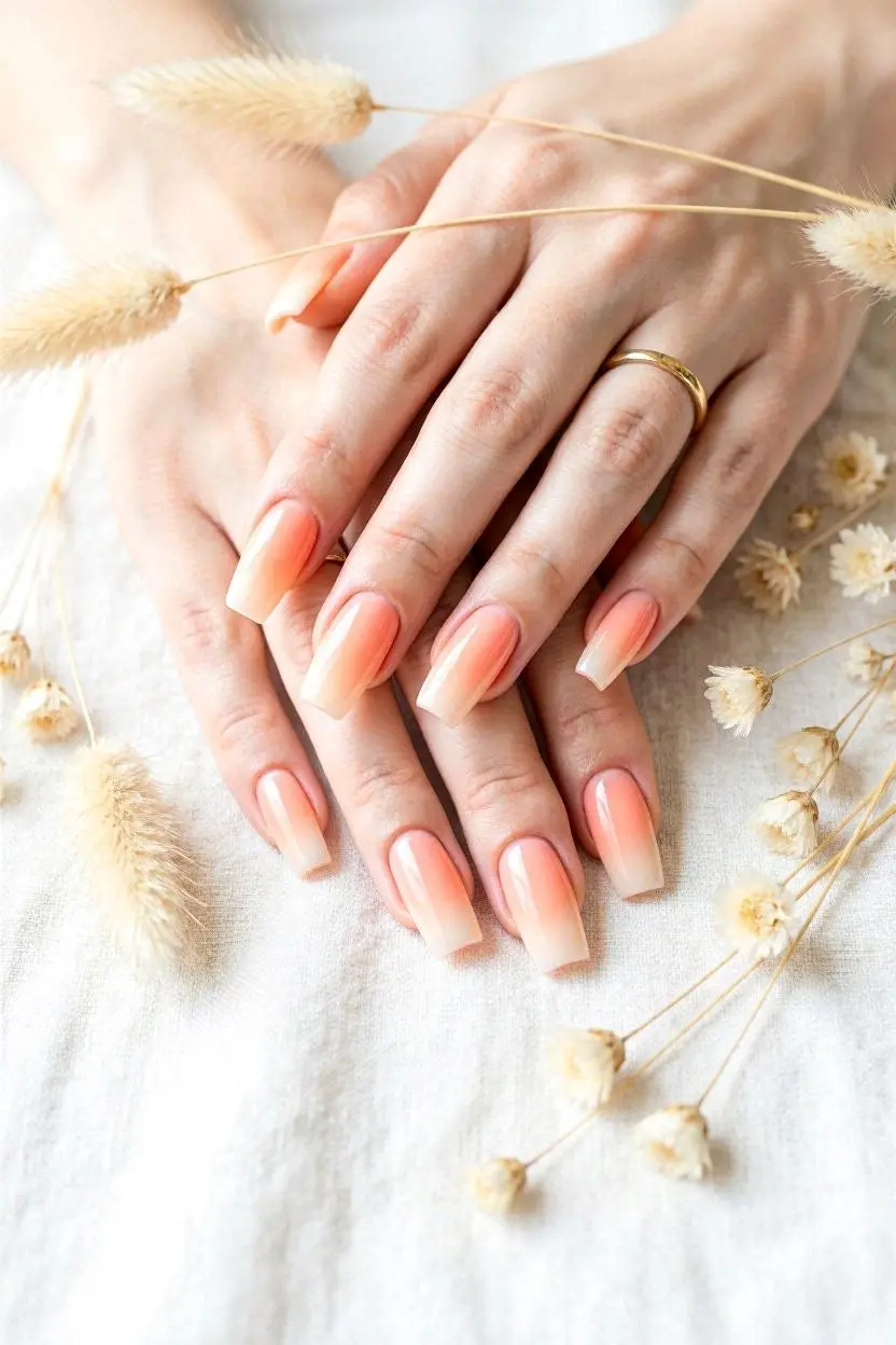 Peach Ombré & Gradient Nails