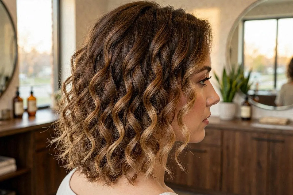 Polished Brown Curls with Ombre