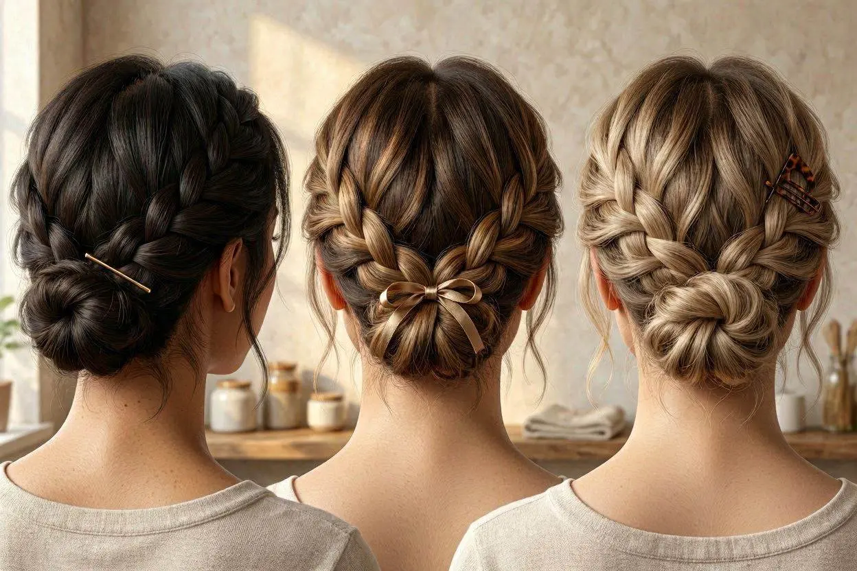 Relaxed braided low bun hairstyles