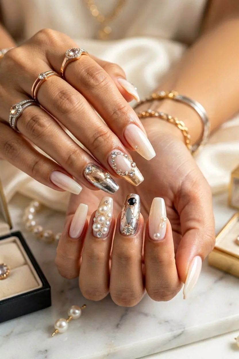 Rhinestone Stiletto Nail Designs