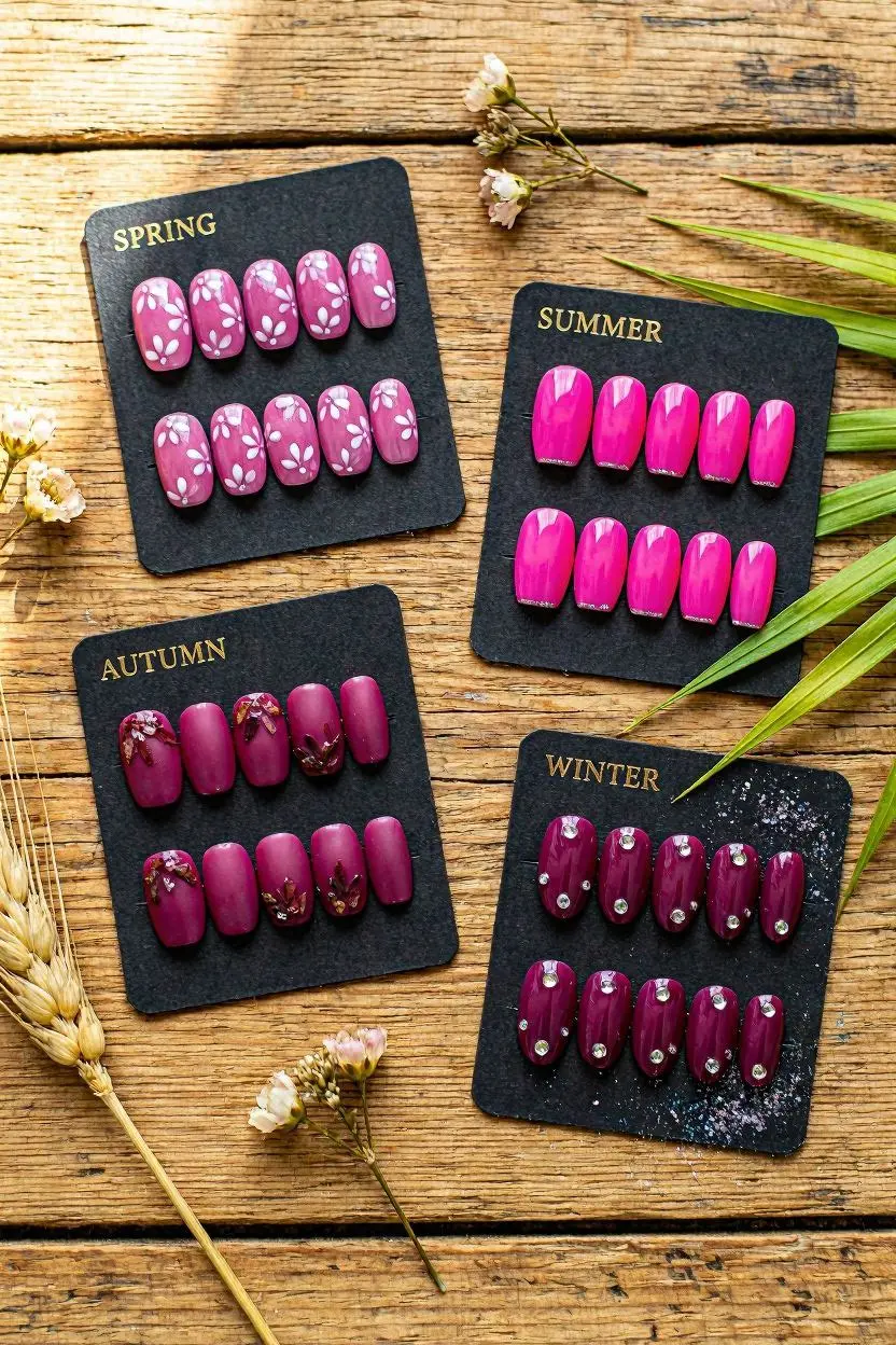 Seasonal Magenta nails Designs