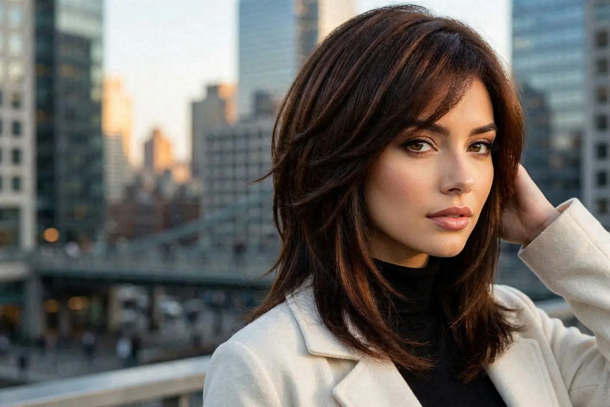 Sharp Layered Brown Haircut