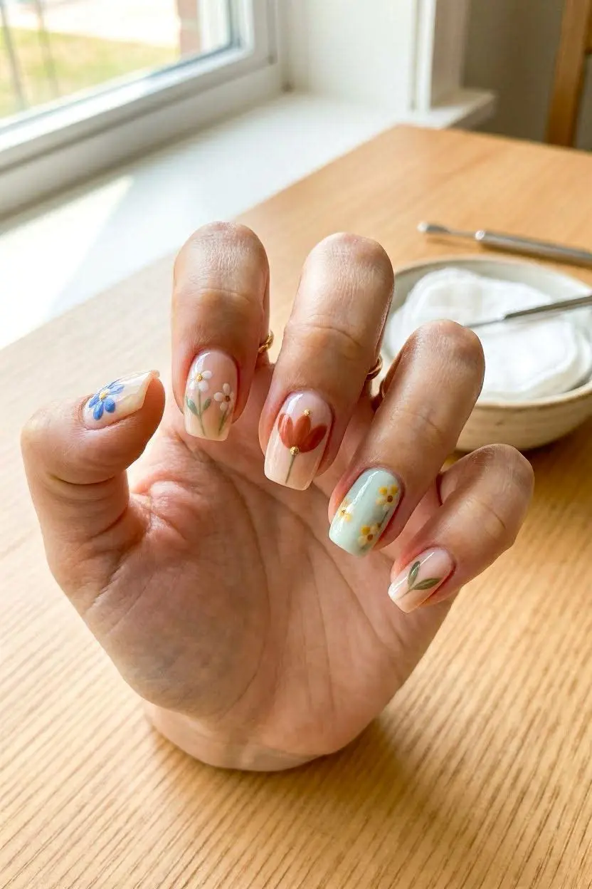 100+ Simple Nail Designs for 2026: Trendy & Easy 12 Simple Flower Nail Designs