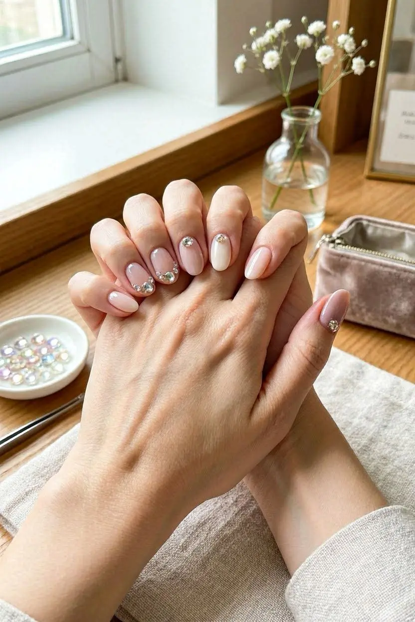 100+ Simple Nail Designs for 2026: Trendy & Easy 21 Simple Rhinestone Nail Designs