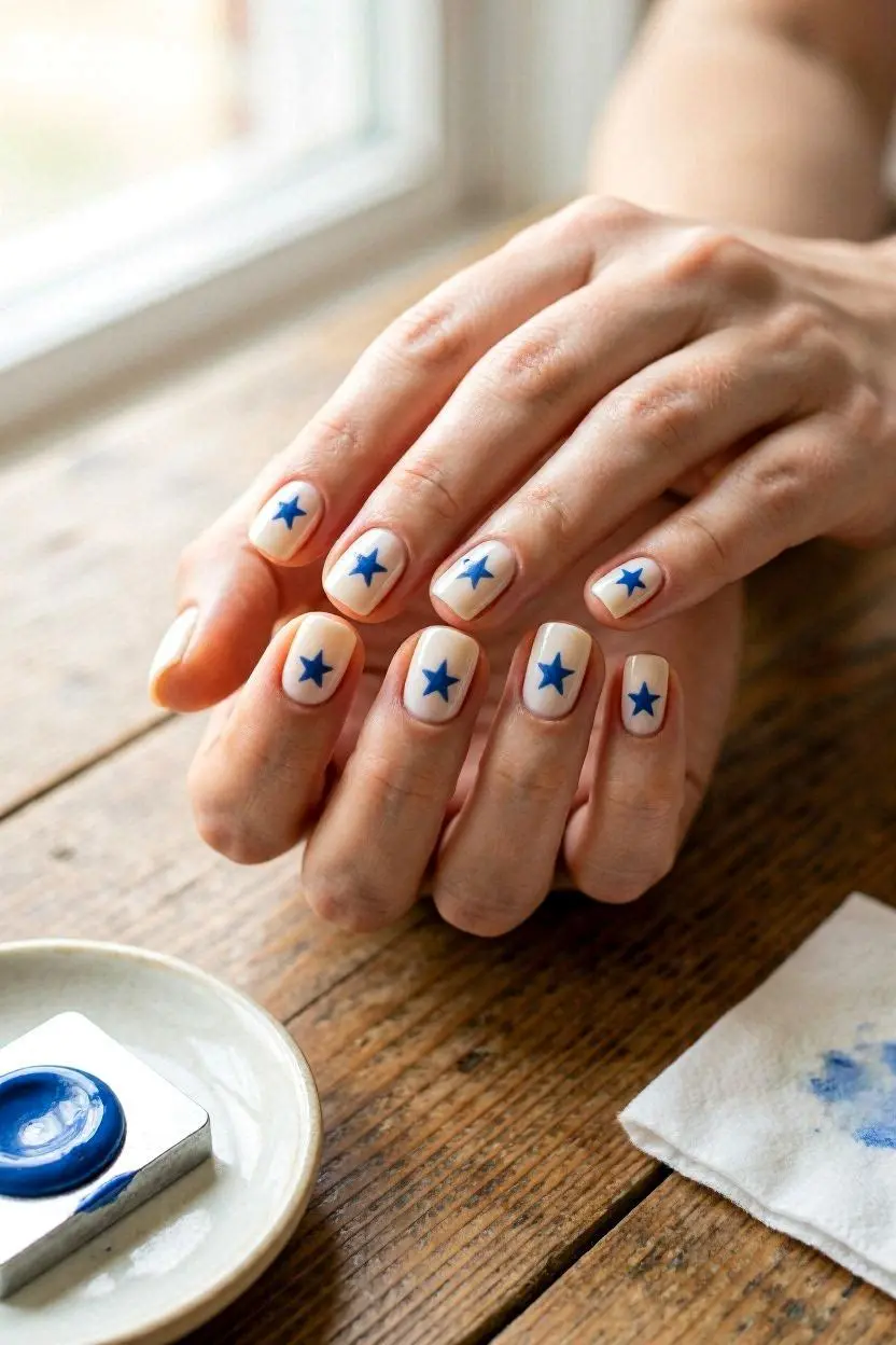100+ Simple Nail Designs for 2026: Trendy & Easy 25 Simple Star Stamp nail design