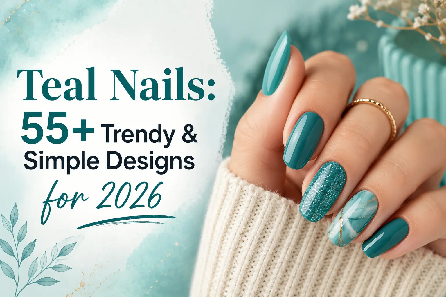 Teal Nails Trendy Simple Designs