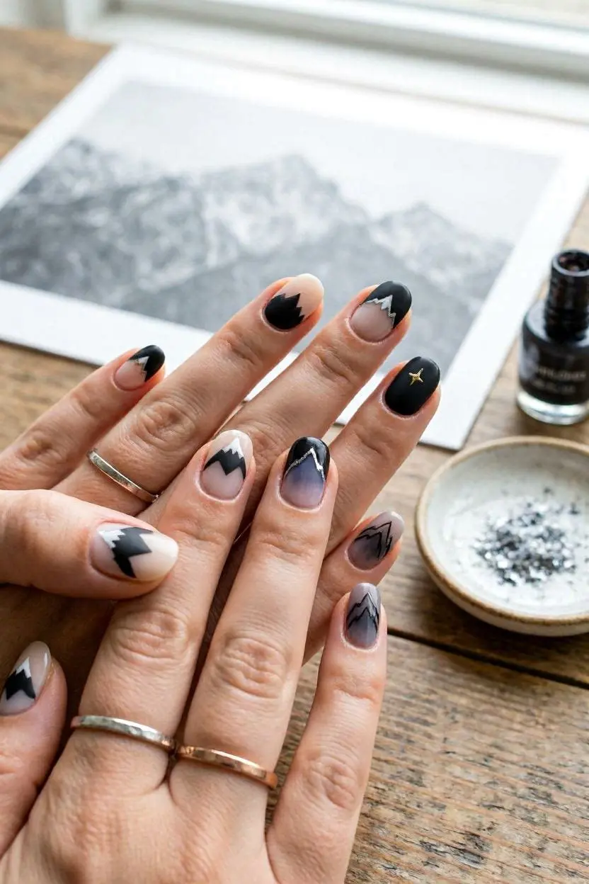 black mountain peak Nail Design Ideas 