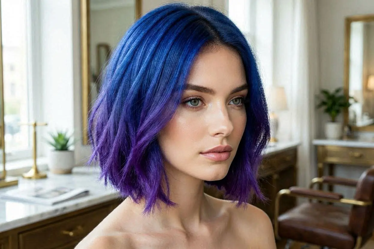 blue bob with purple dip dye