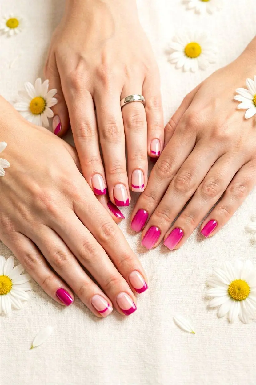 classic minimalist magenta nails with design