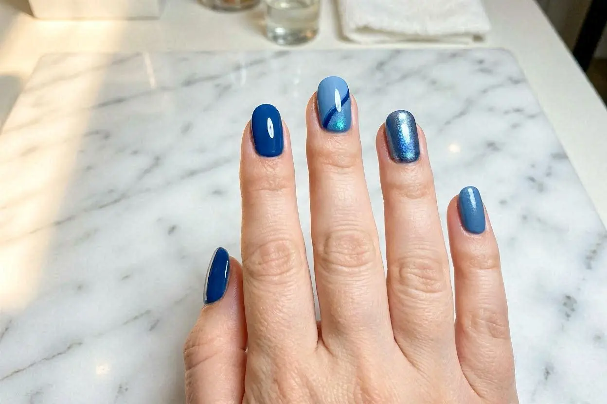 cute baby blue nail designs