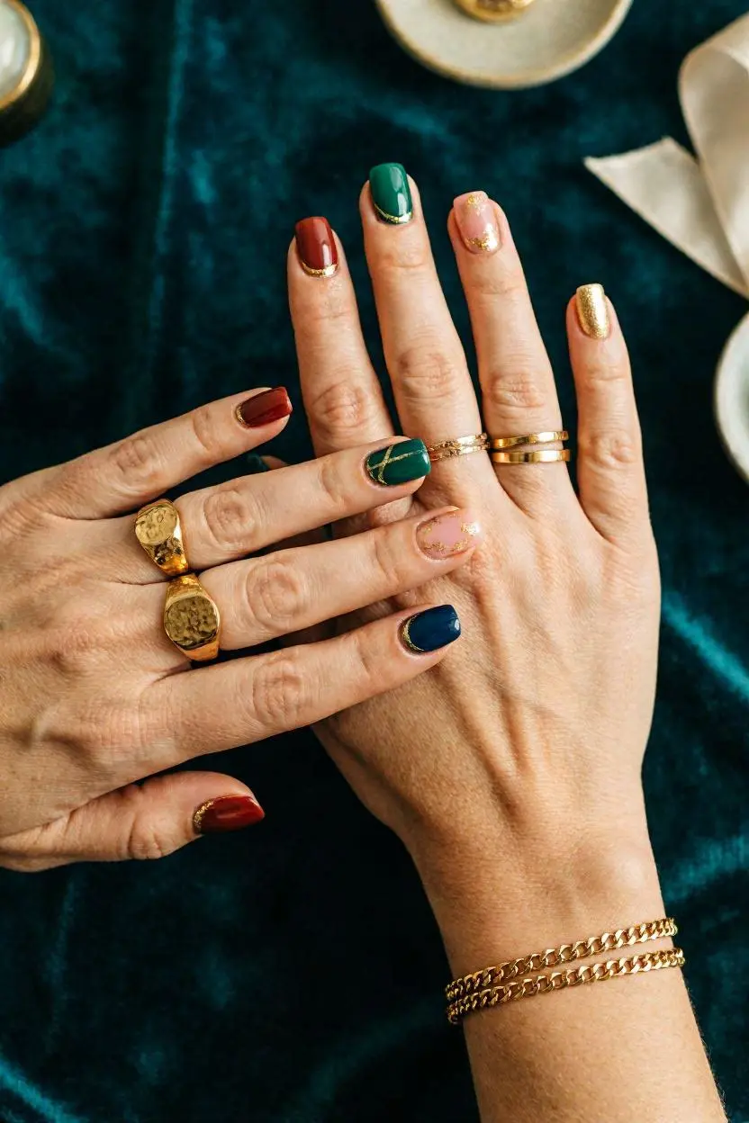 elegant gold nail designs with glitter