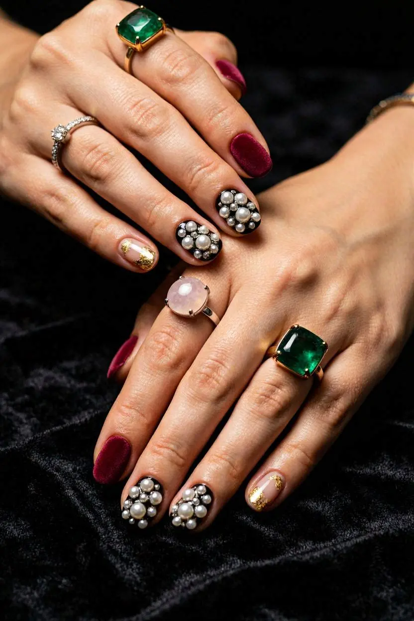 glitter round nails