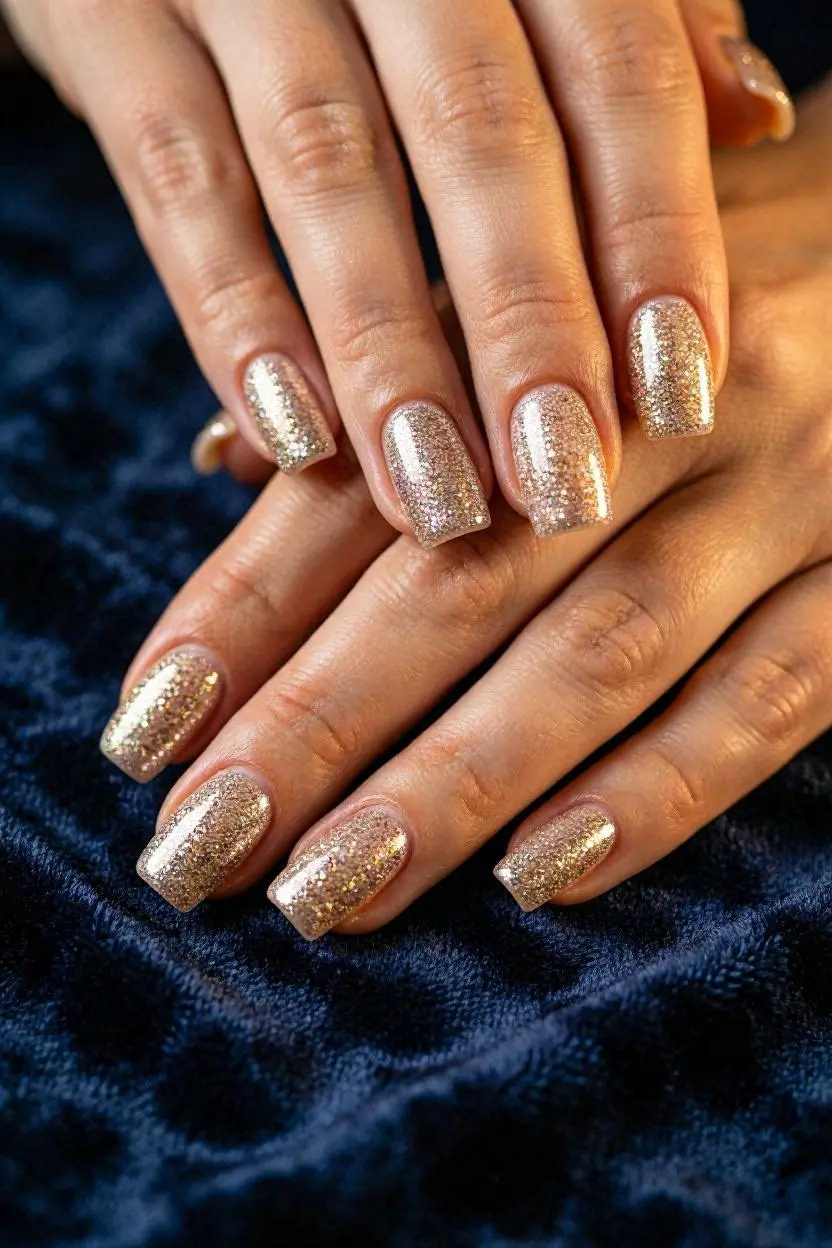 glitter squoval nails