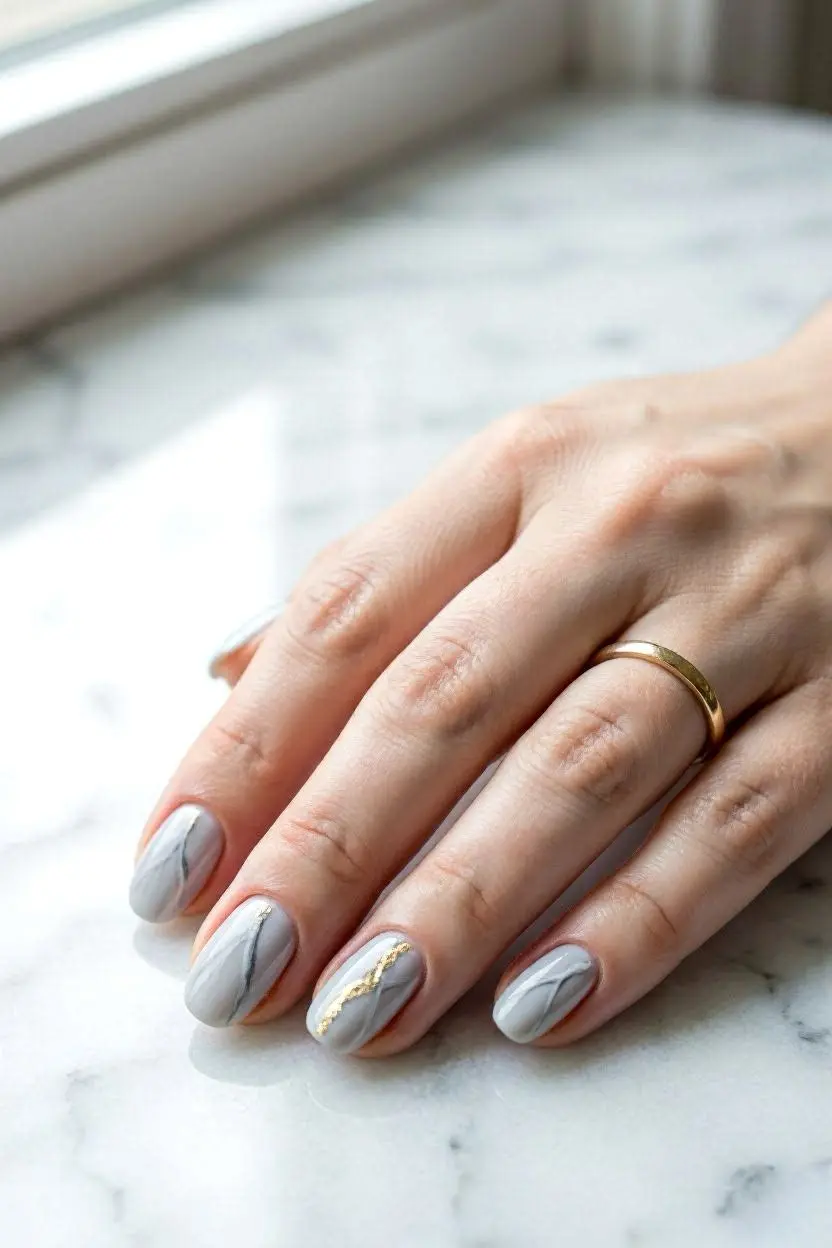 grey nail designs short