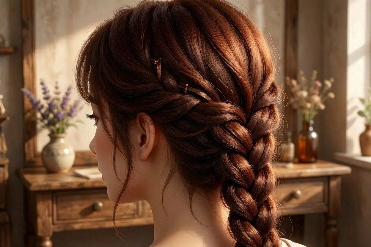 hairstyle on dreamy braid for mahogany brown locks