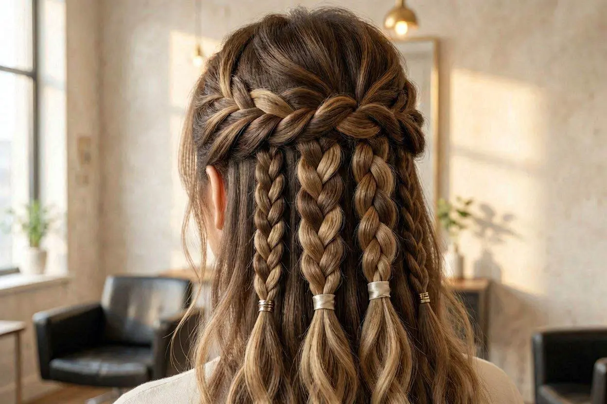  long Half up mixed braid styles