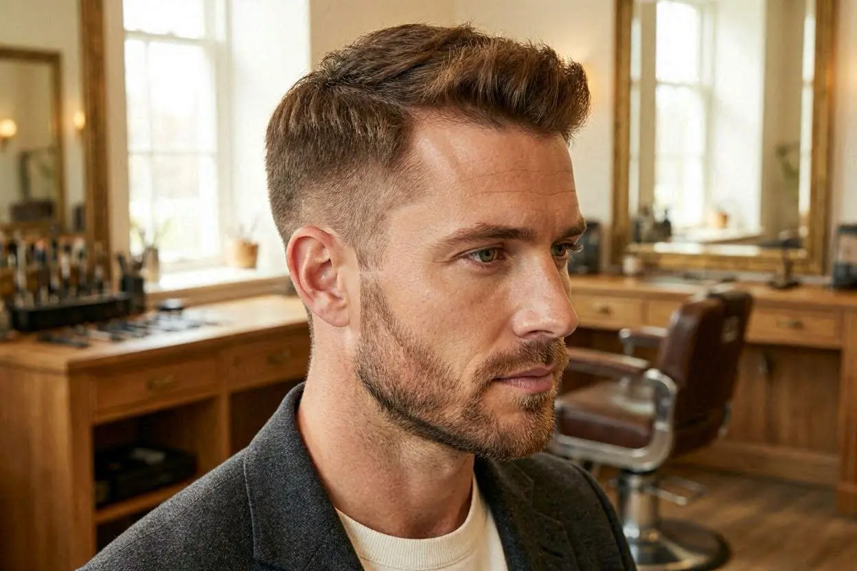Flat-top haircut designed to add volume to fine hair.