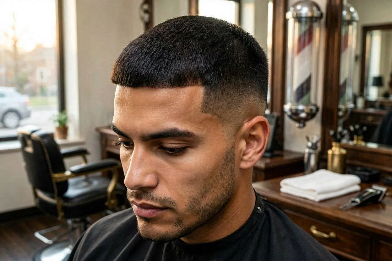 Precision flat-top haircut with perfectly sculpted edges and shape.