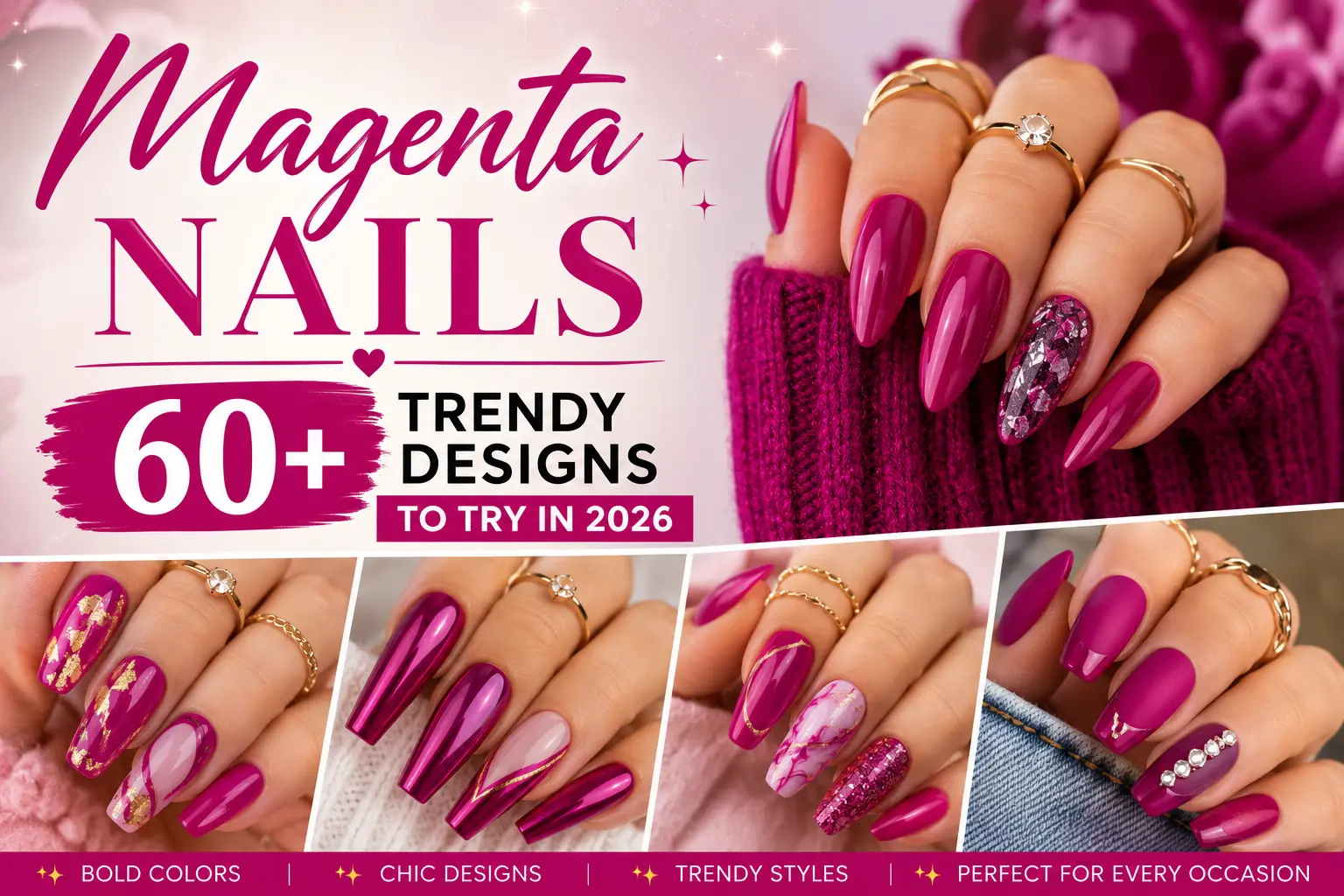 magenta nail designs simple
