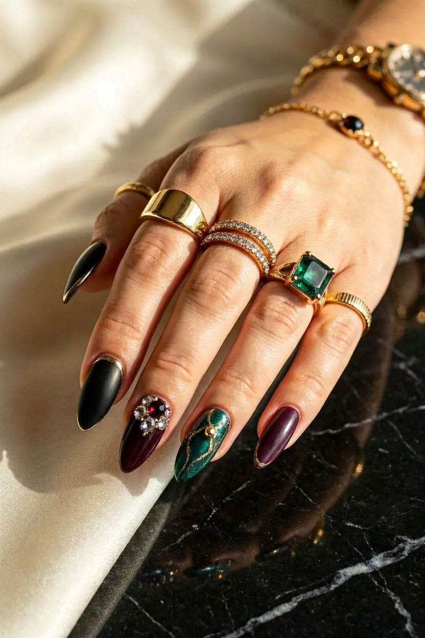 natural stiletto nails designs