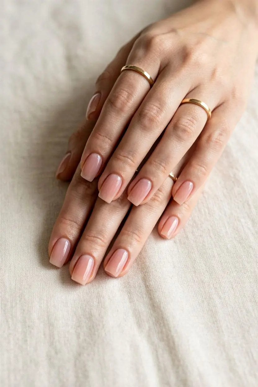 nude nails with glitter