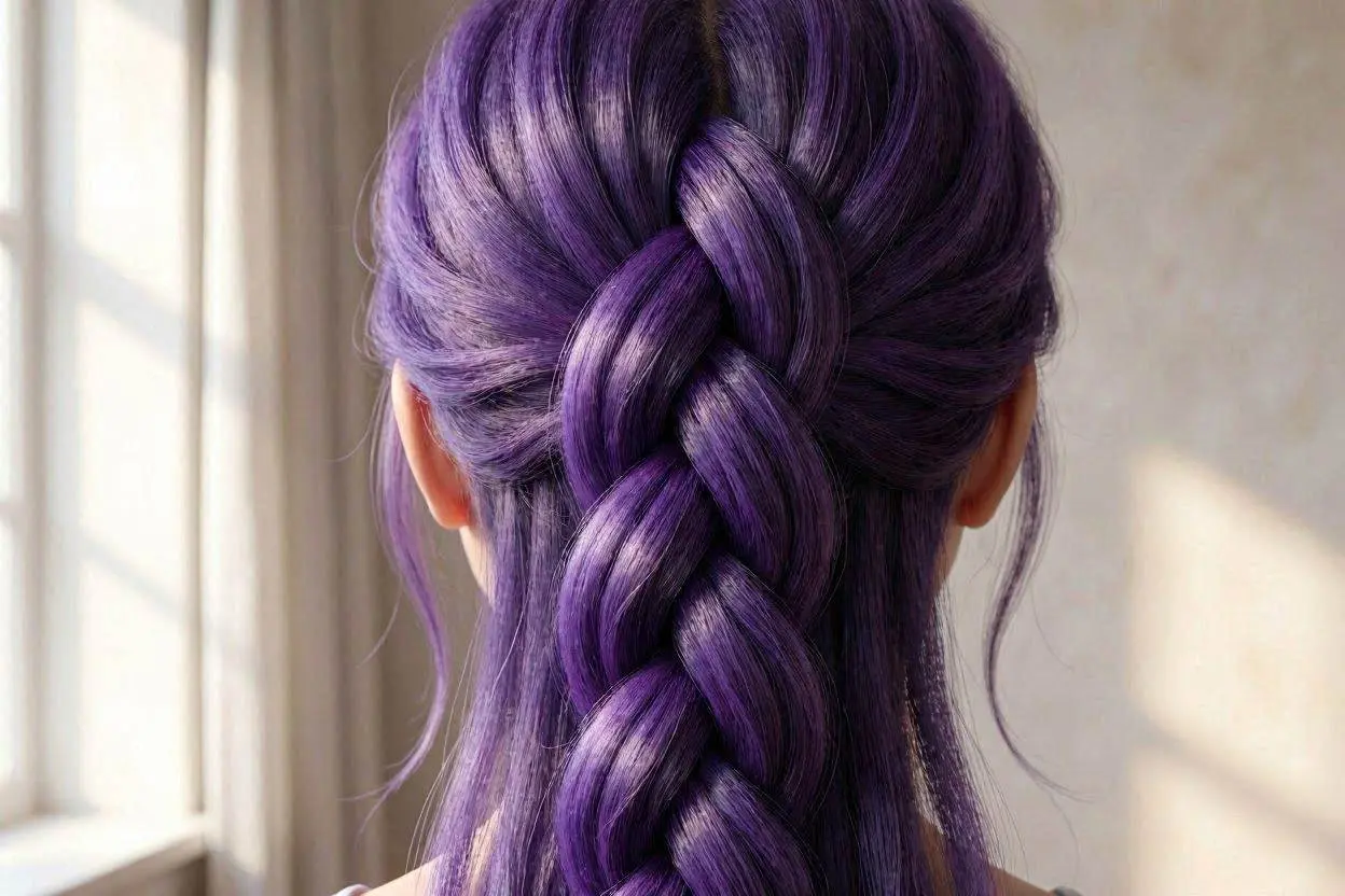 purple Long Hair Rope Braid Style