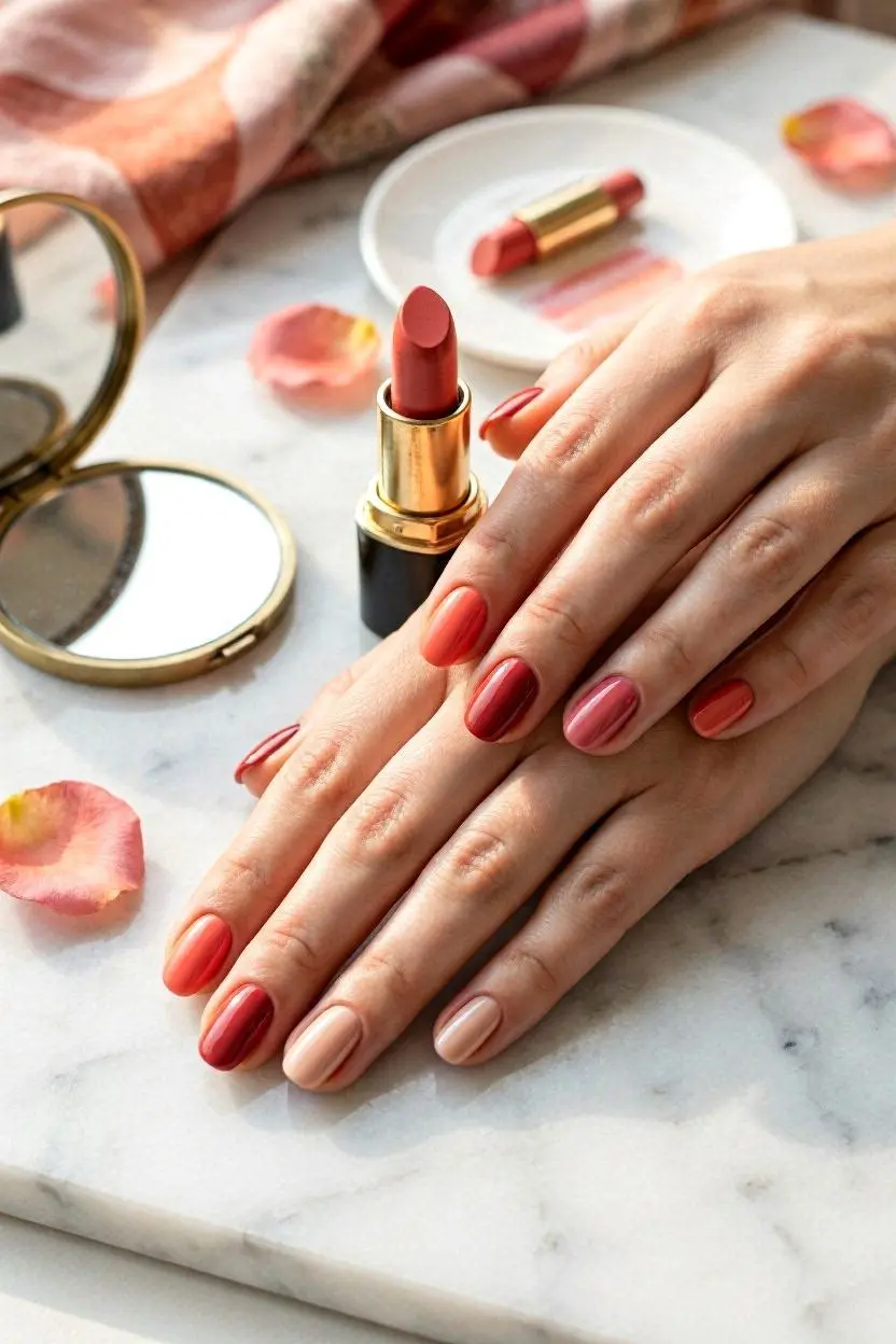 rounded lipstick nails