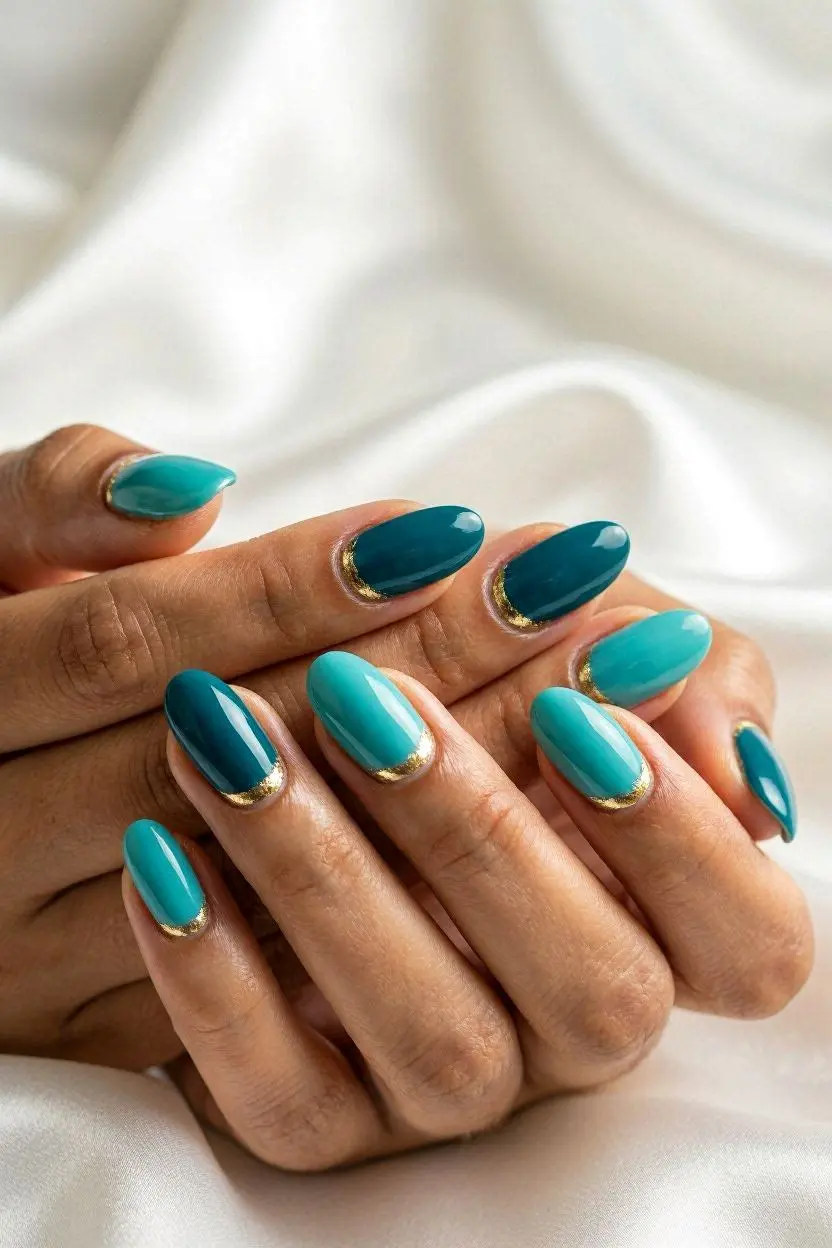 short teal nail designs