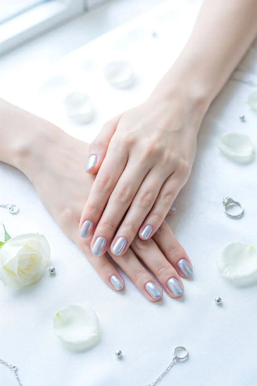 silver nails with glitter simple