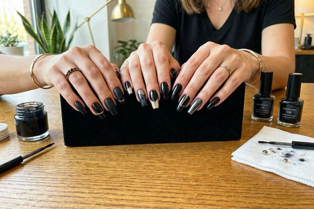 simple black nail designs