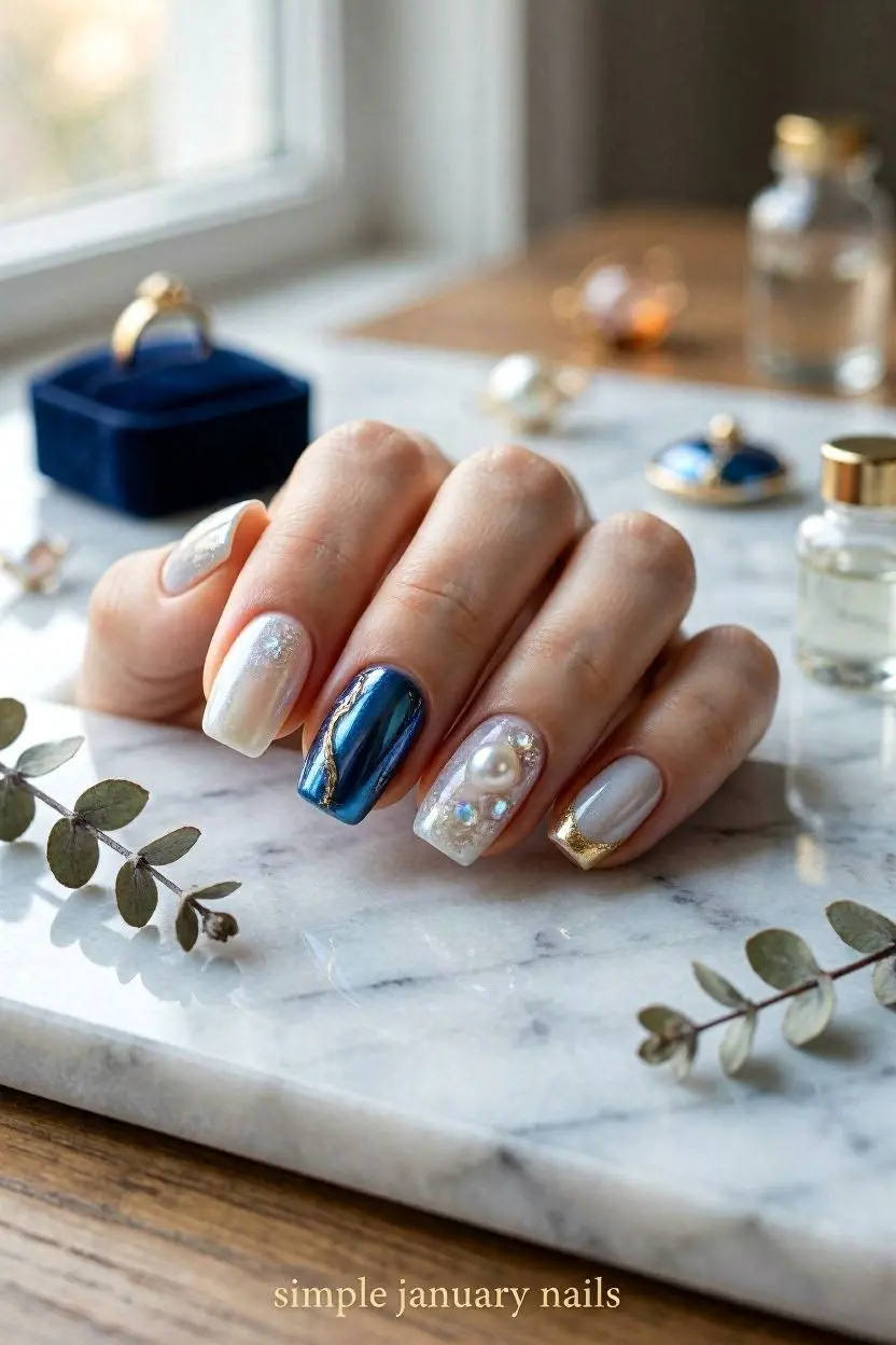 simple january nails
